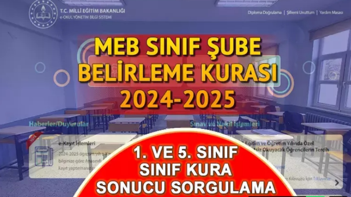 1. SINIFLAR KURA SONUCU BELİRLENDİ